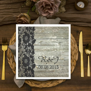 rustic barn wood lace modern country wedding favou napkin