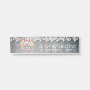 Rustic Barn Wood Lace Nameplate Office Workspace 