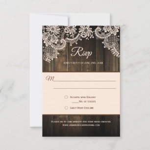 Rustic Barn Wood Lace RSVP Card