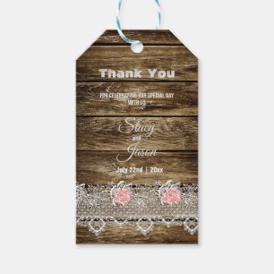 Rustic Barn Wood & Lace Thank You Gift Tags