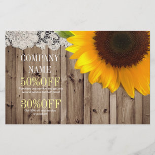 rustic Barn Wood Lace western country sunflower Flyer