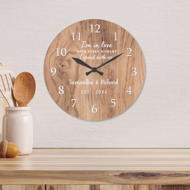 Rustic Barn Wood Love Quote Wedding Anniversary Large Clock (Rustic Barn Wood Love Quote Wedding Anniversary Large Clock)