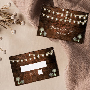 Rustic Barn Wood Mason Jar String Lights Wedding P Place Card