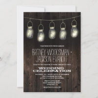 Rustic Barn Wood Mason Jar Wedding Invitations