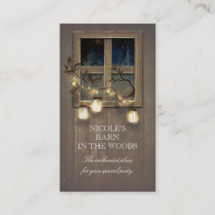 Rustic Barn Wood Mason Jars String Lights Tree Business Card