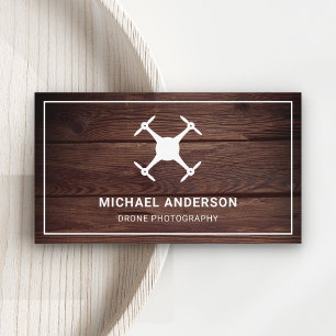 Rustic Barn Wood Modern Drone Photography Business Card