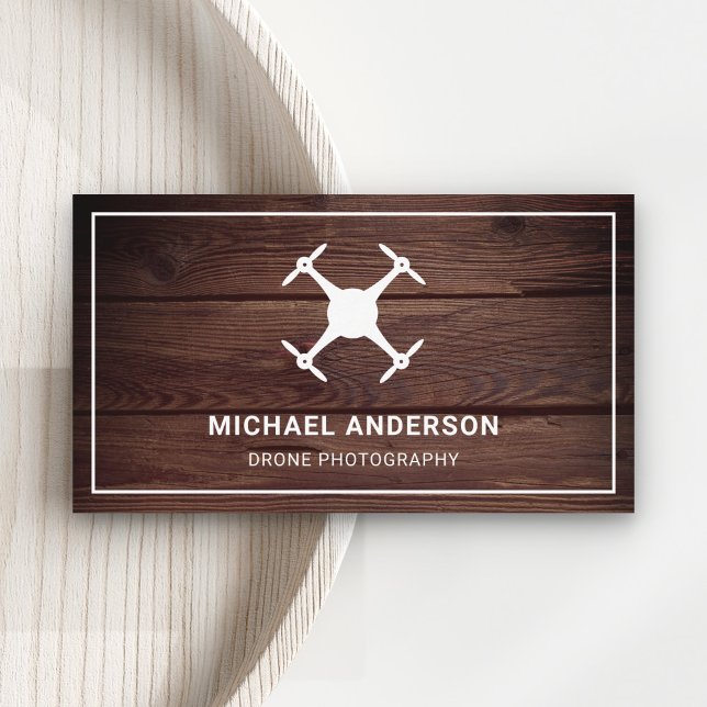 Rustic Barn Wood Modern Drone Photography Business Card (Creator Uploaded)