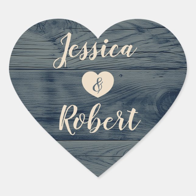 Rustic Barn Wood Monogram Heart Sticker (Front)
