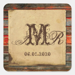 Rustic Barn Wood Monogram Sticker