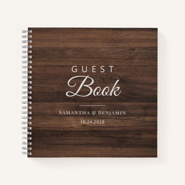 Rustic Barn Wood New Couple Wedding Guest Book (Front)