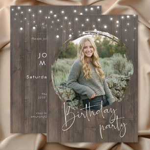 Rustic Barn Wood Photo Birthday Party Invitation