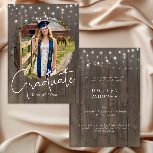 Rustic Barn Wood Photo Graduation Announcement