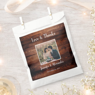 Rustic barn wood photo Wedding Love Thanks Favour Bags