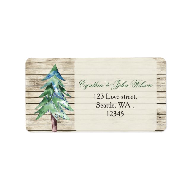Rustic Barn Wood Pine Wedding Label (Front)