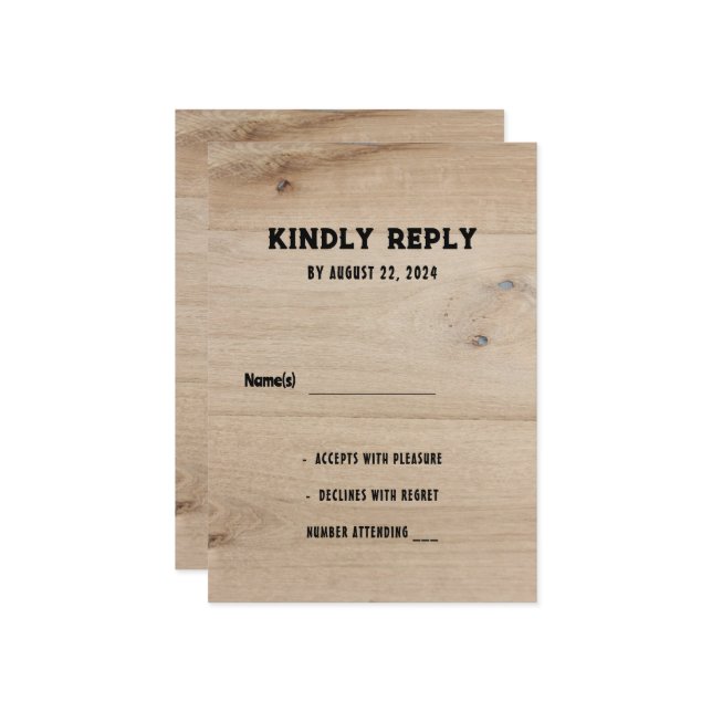 Rustic barn wood rural country wedding RSVP Invitation (Front/Back In Situ)
