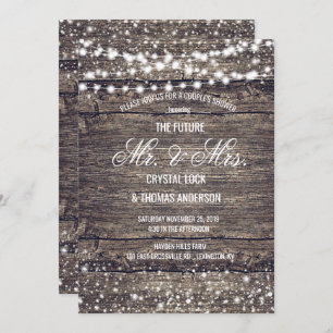 Rustic Barn Wood Snowflakes Winter Couple's Shower Invitation