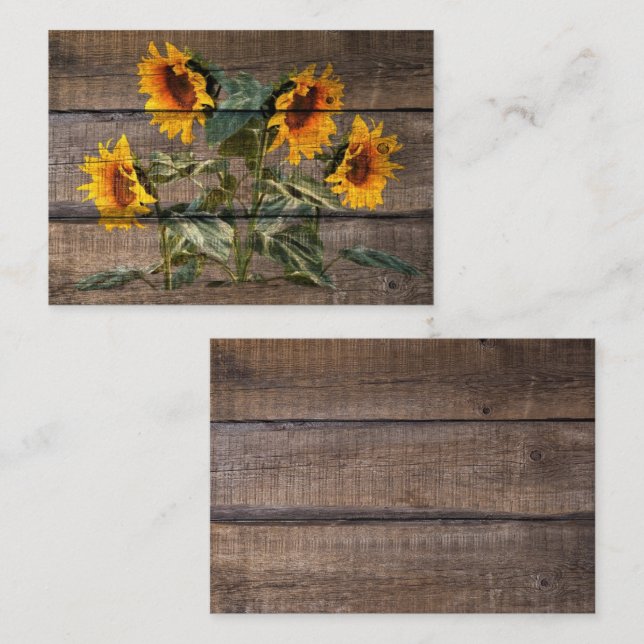 Rustic Barn Wood Sunflower Enclosure Card (Front/Back)