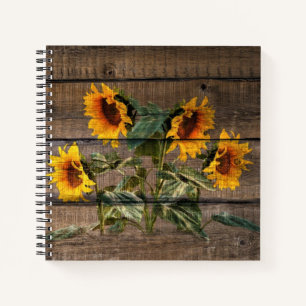 Rustic Barn Wood Sunflower Notebook