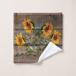 Rustic Barn Wood Sunflower Wash Cloth