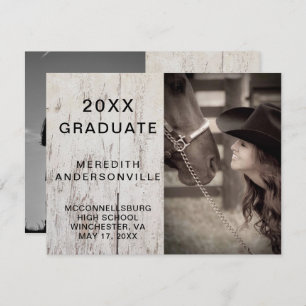 Rustic Barn Wood Two Photo Graduation Celebration Invitation