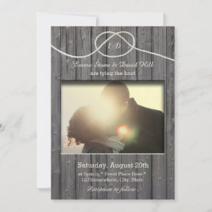 Rustic Barn Wood Tying the Knot Photo Wedding Invitation