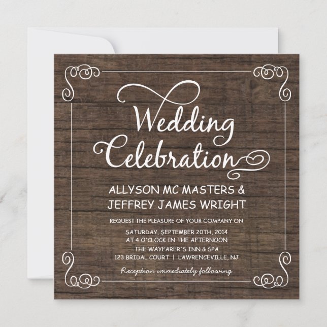 Rustic Barn Wood Wedding Invitations (Front)