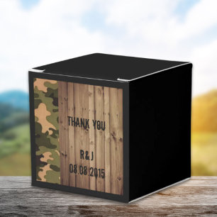 rustic barn wood western country Camo Wedding Favour Box