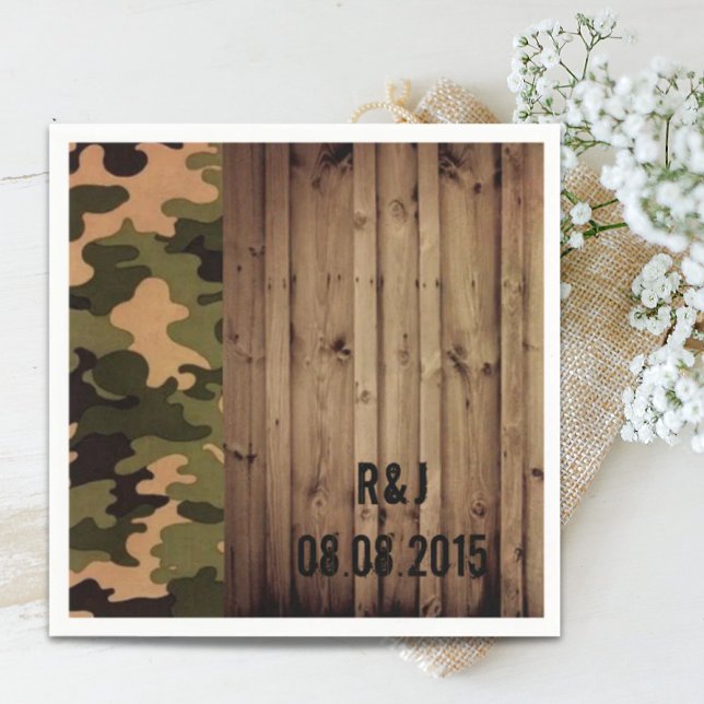 rustic barn wood western country Camo Wedding Napkin (rustic barn wood western country Camo Wedding Napkins)