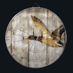 Rustic Barn wood Western Country flying Wild Duck Dartboard<br><div class="desc">Rustic Barn wood Western Country flying Wild Duck gifts.  Wild duck home accessories. Mallard Ducks home accessories. Awesome outdoorsman gifts.</div>