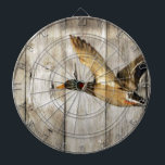 Rustic Barn wood Western Country flying Wild Duck Dartboard<br><div class="desc">Rustic Barn wood Western Country flying Wild Duck gifts.  Wild duck home accessories. Mallard Ducks home accessories. Awesome outdoorsman gifts.</div>