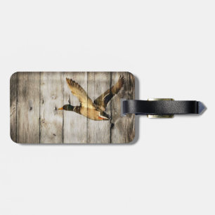 Rustic Barn wood Western Country flying Wild Duck Luggage Tag