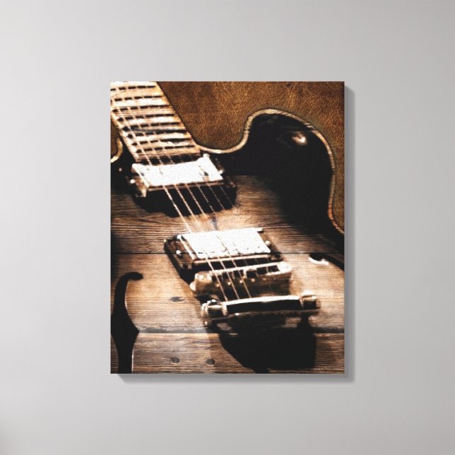 Rustic Barn Wood Western Country Music Guitar Canvas Print (Front)