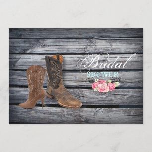 Rustic Barn Wood Western Cowboy bridal shower Invitation