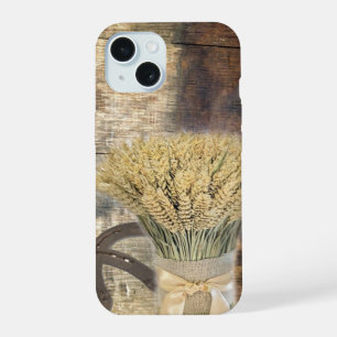 rustic barn wood wheat horseshoes western iPhone 15 case
