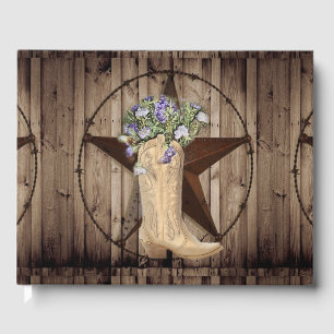 rustic barn wood wildflower western star cowgirl guest book