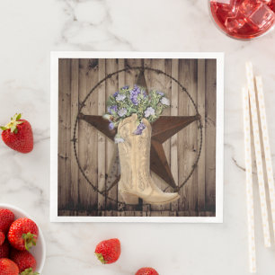 rustic barn wood wildflower western star cowgirl napkin
