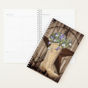 rustic barn wood wildflower western star cowgirl planner