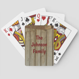 Rustic Barn Wood, Your Family Name on Playing Car Cards