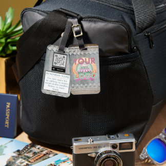 Rustic Barnwood Lace Branding Business Logo QR Luggage Tag