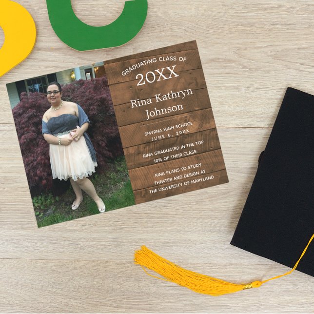 Rustic Barnwood Photo Graduation Announcement (Creator Uploaded)