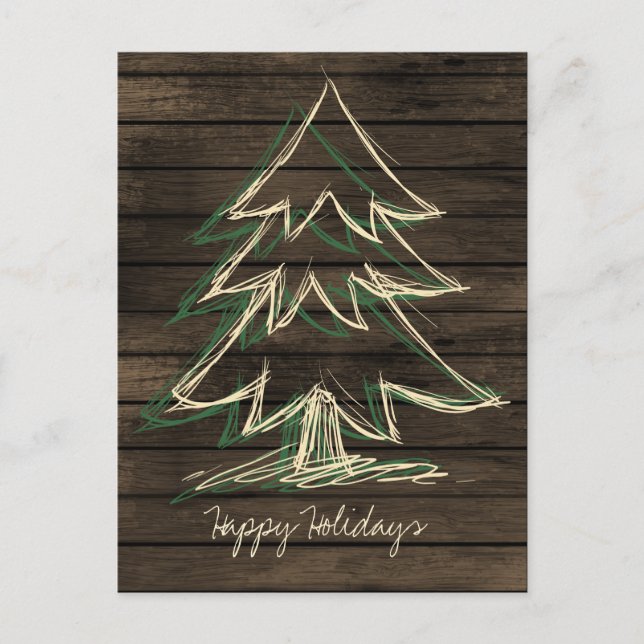 Rustic Barnwood Pine Tree Corporate PostCard (Front)