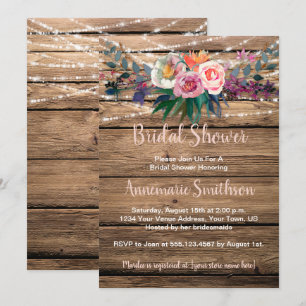 Rustic Barnwood Spring Wildflowers Bridal Shower Invitation