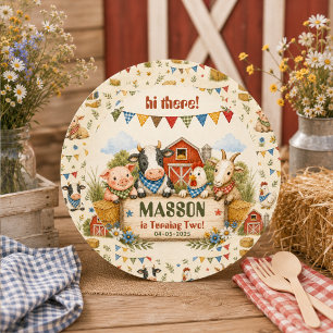Rustic Barnyard 2nd Birthday kids Party Classic Round Sticker