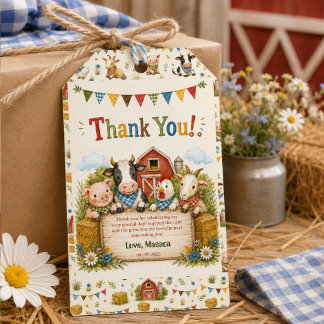 Rustic Barnyard 2nd Birthday kids Party Gift Tags