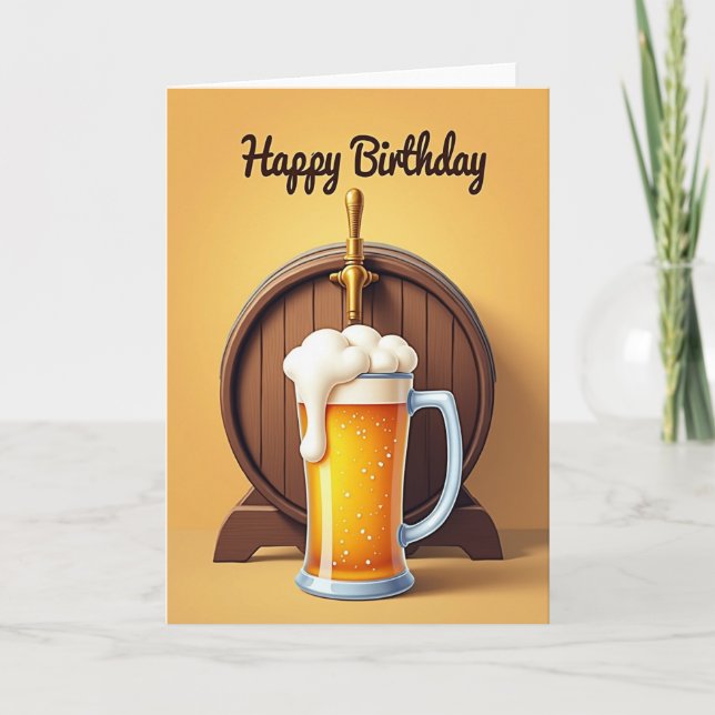 Rustic Barrel Birthday Card (Front)