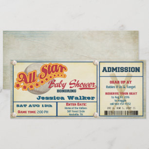 Rustic Baseball Ticket Baby Shower Invitation
