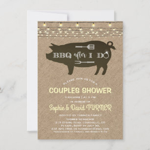 Rustic BBQ after I DO'S Burlap String Lights Invitation