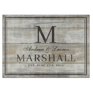 Rustic BBQ Couples Names Driftwood Wedding Cutting Board