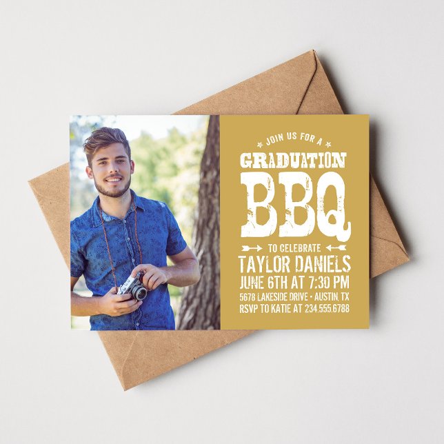 Rustic BBQ Graduation Party Invitation (Creator Uploaded)