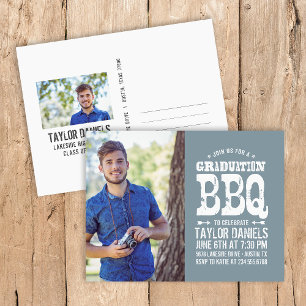 Rustic BBQ Graduation Party Invitation Postcard